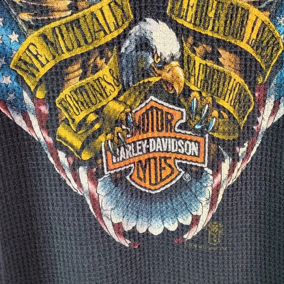 Harley-Davidson Vintage 80's American Eagle Graphic Long Johns Size M RARE - Picture 3 of 9